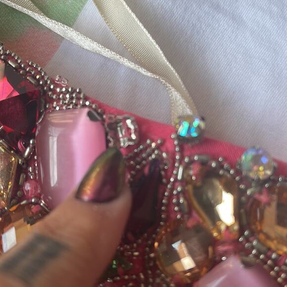 Jovani pink one shoulder dress with heavy beading and chains size 4 - Picture 9 of 9